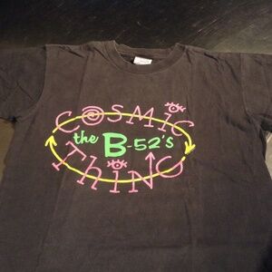 Vintage 80's The B-52's Cosmic Thing Tour Black XL Concert T-Shirt Cotton USA